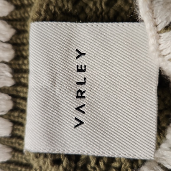 Varley XS Delaney Crochet Sweater Vest  Olive White Crochet Edges Academia Indie - Picture 3 of 8